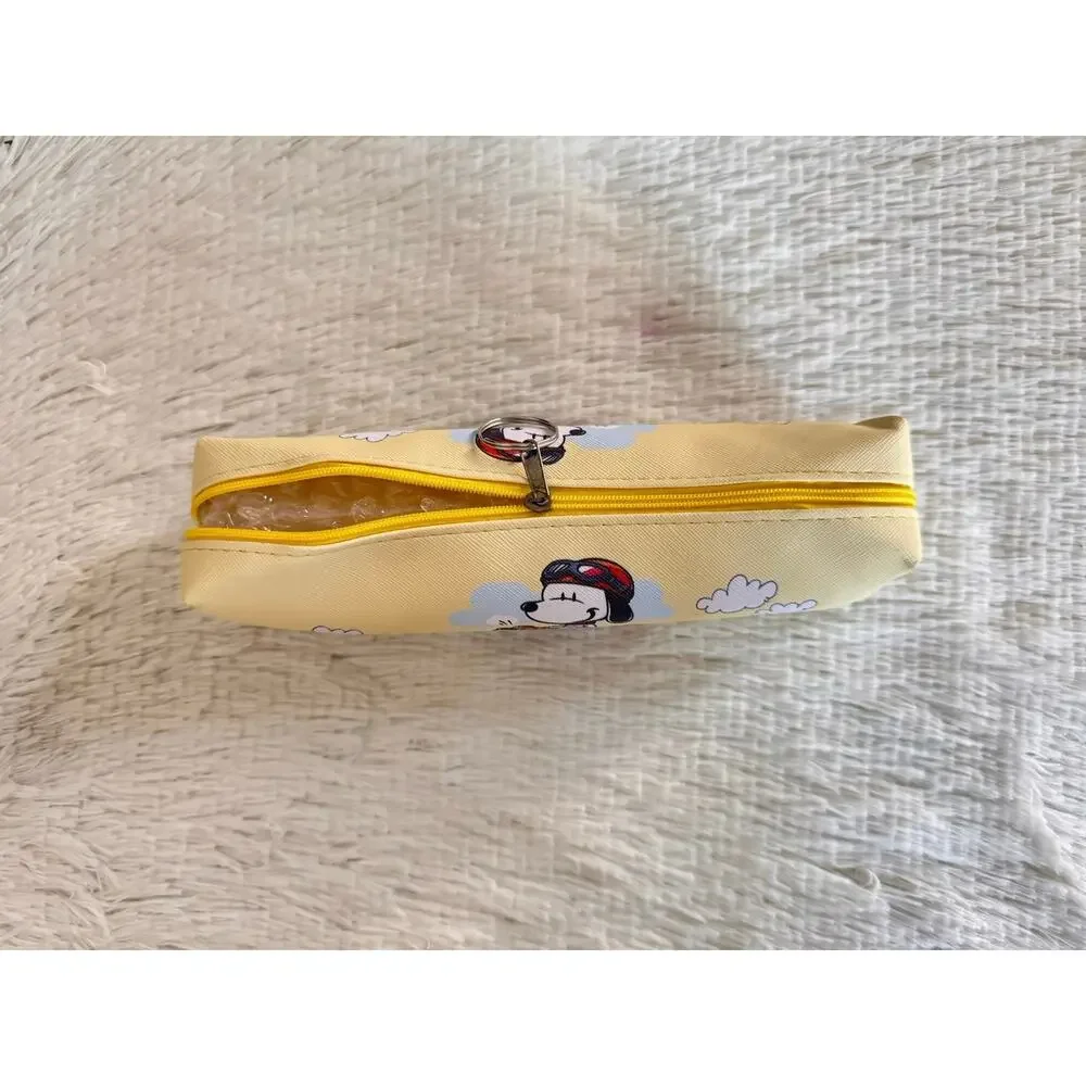 Yellow Snoopy riding a mope pencil pouch  zipper